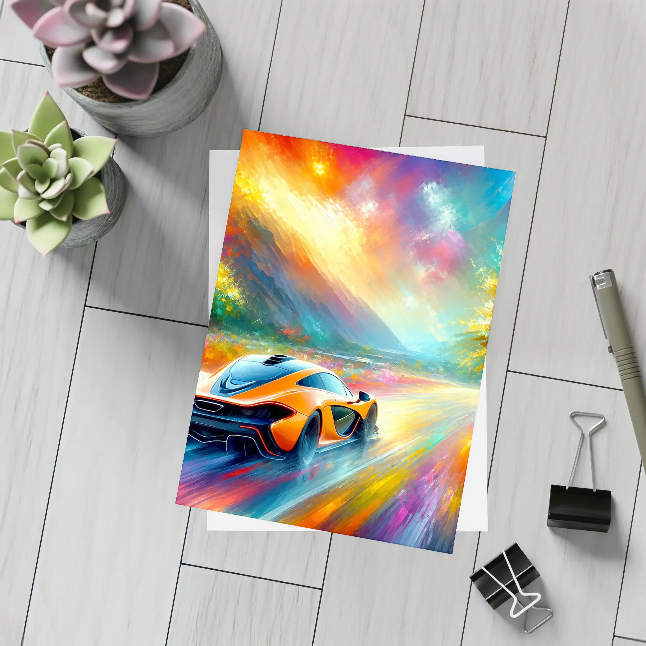 McLaren P1 Colorful Impressionist Painting Art – Postcards