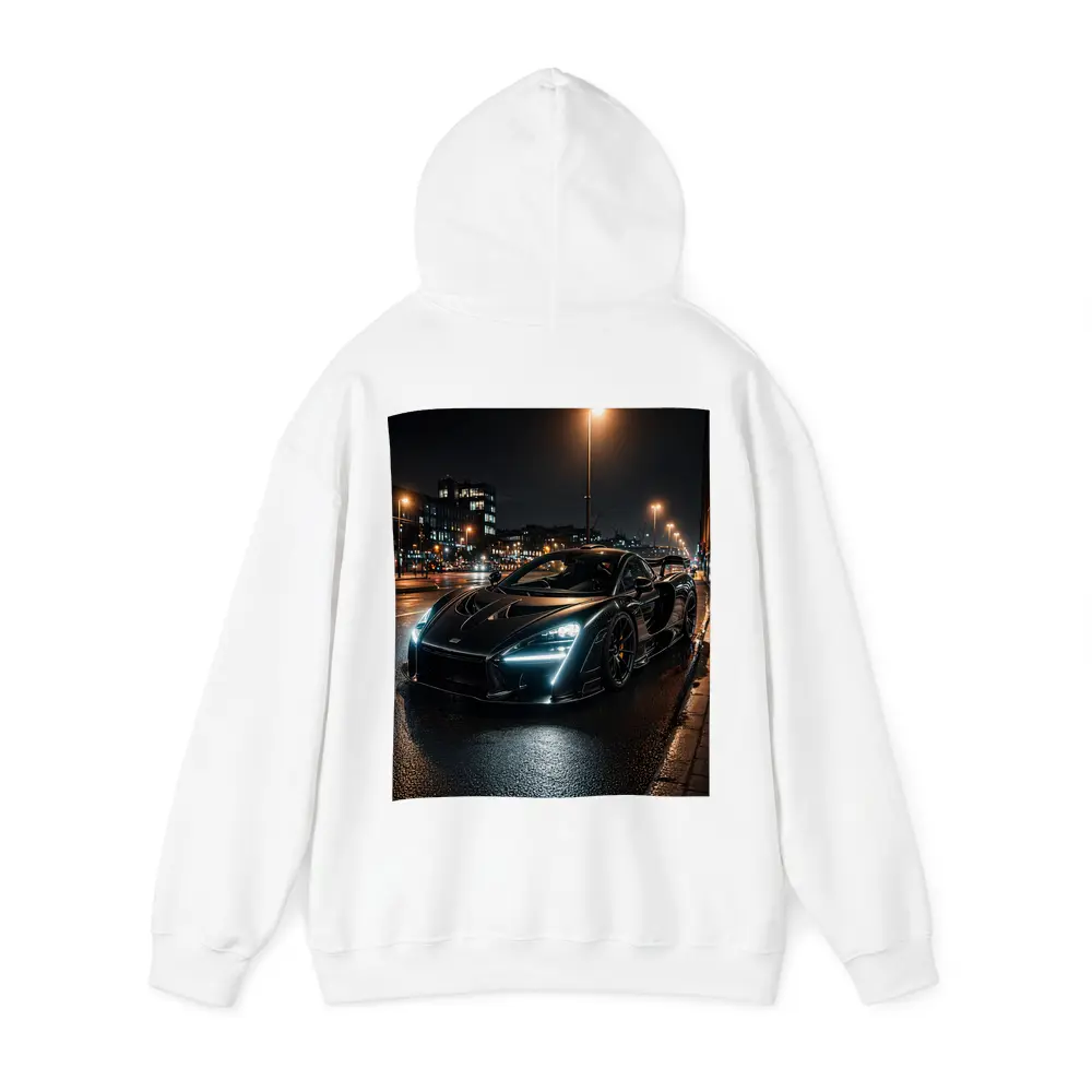 McLaren Senna Black Supercar Rainy Night Street – Hoodies