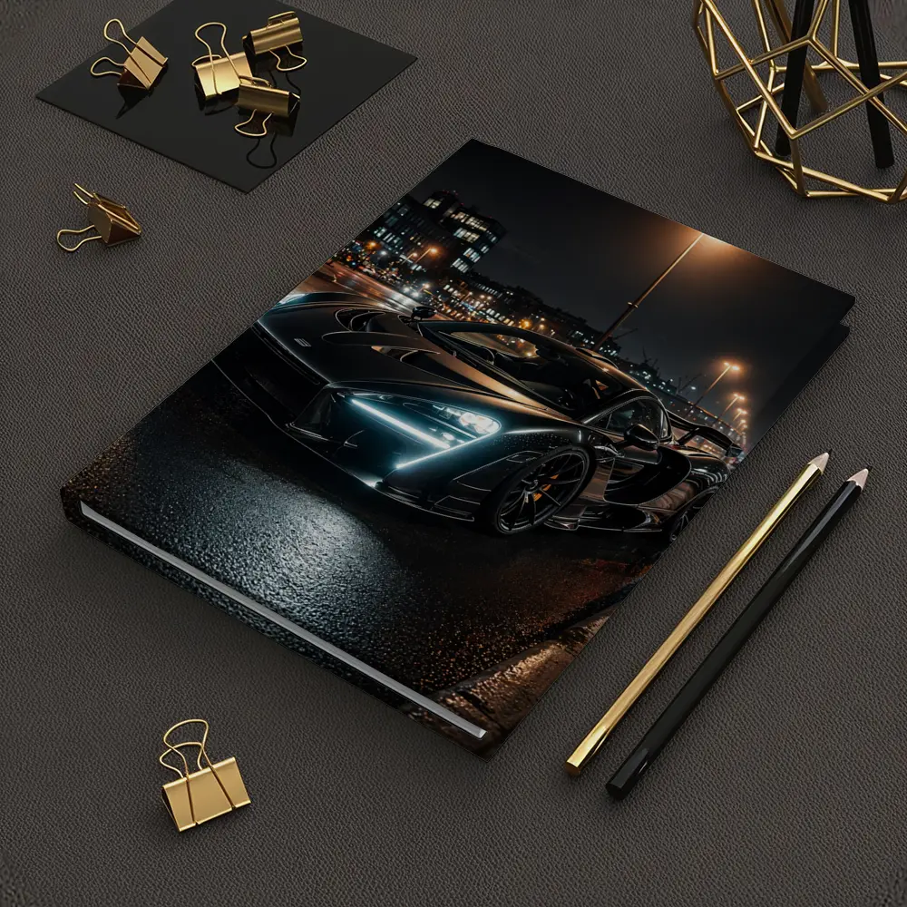 McLaren Senna Black Supercar Rainy Night Street – Notebooks