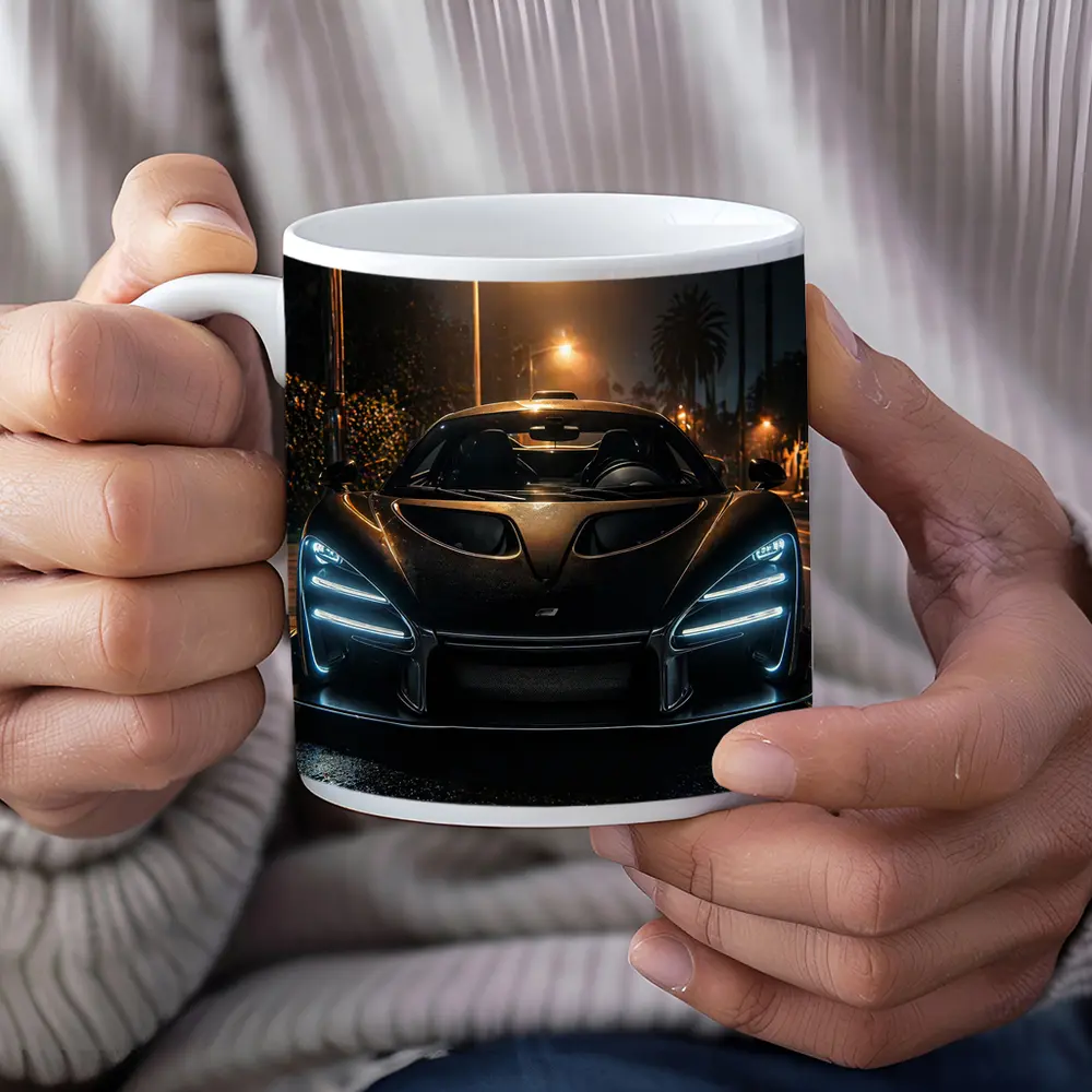 McLaren Senna Black Car Night Street – Mugs