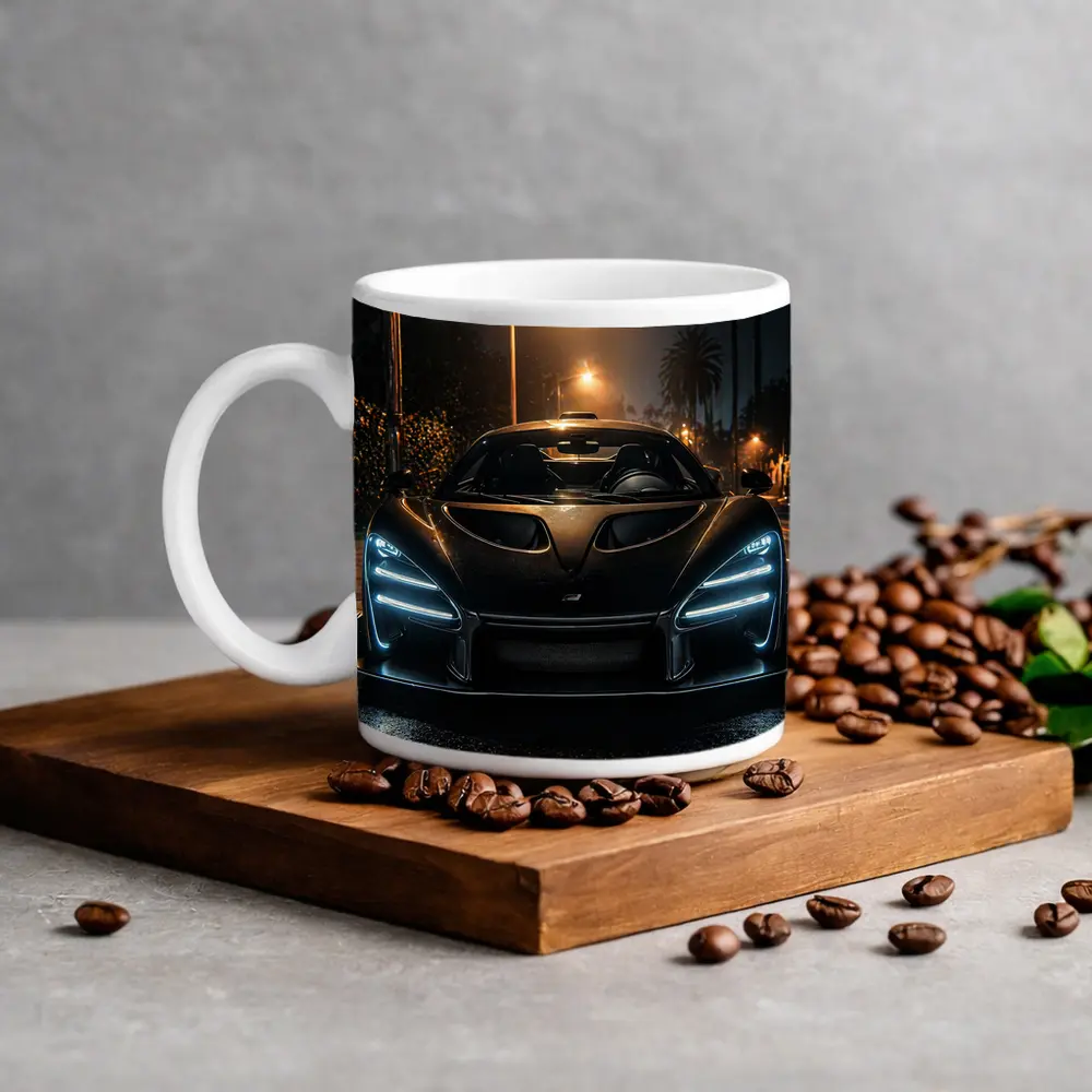 McLaren Senna Black Car Night Street – Mugs