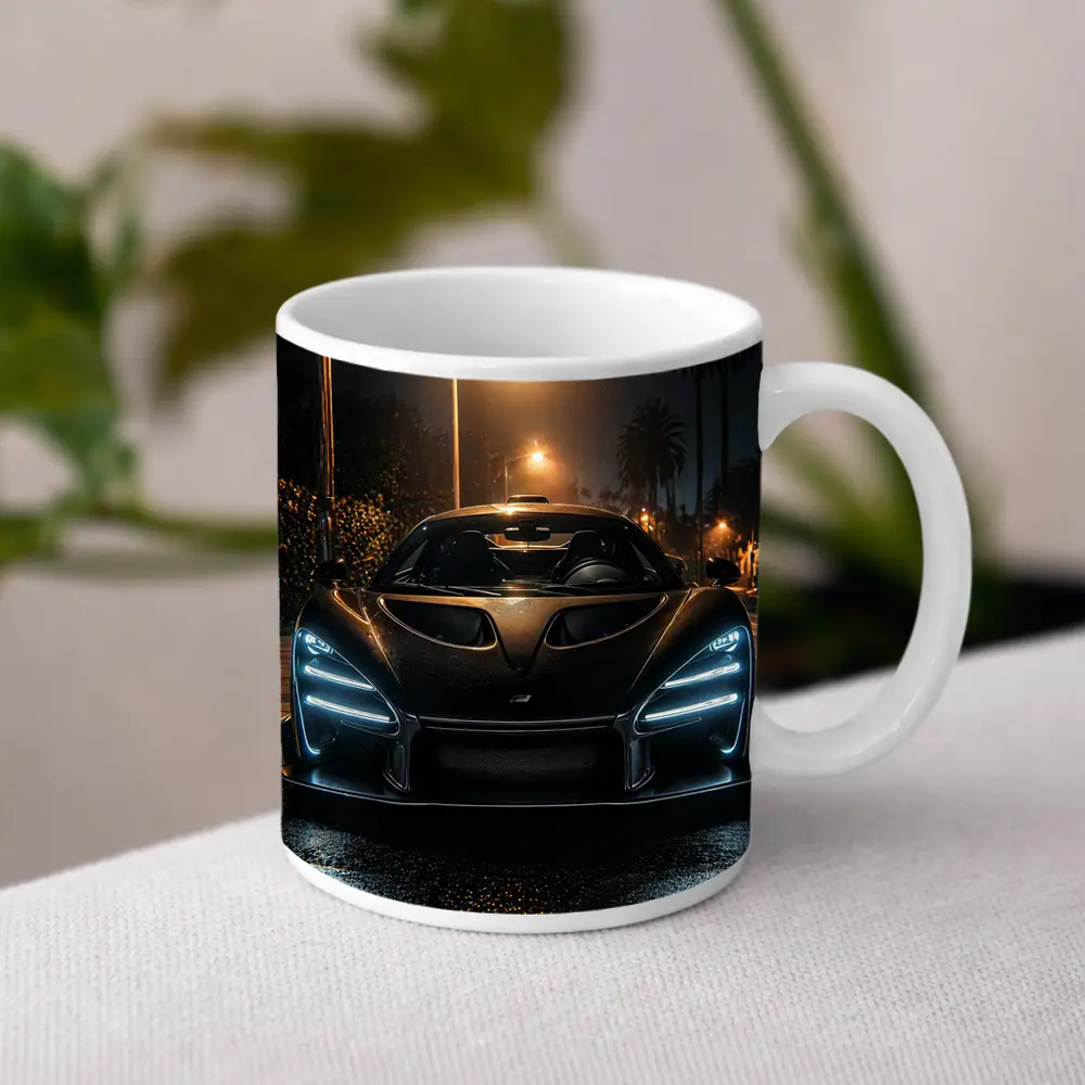McLaren Senna Black Car Night Street – Mugs