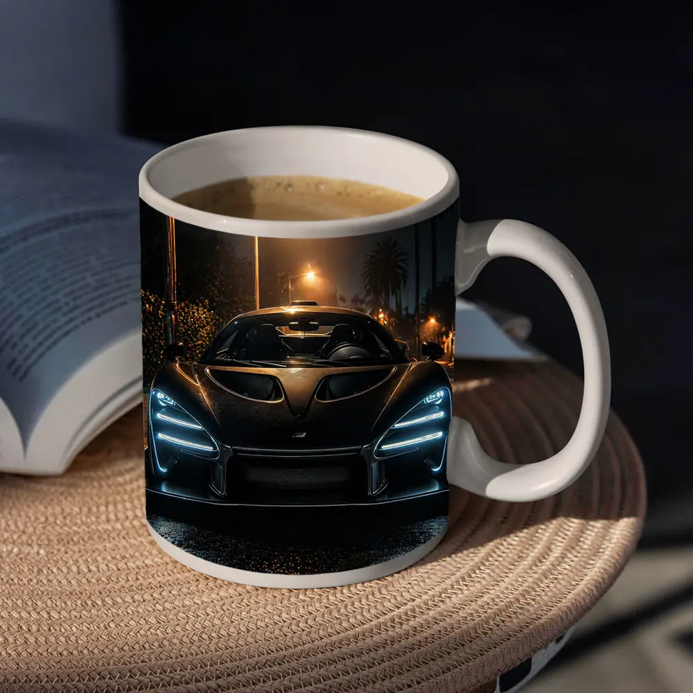 McLaren Senna Black Car Night Street – Mugs