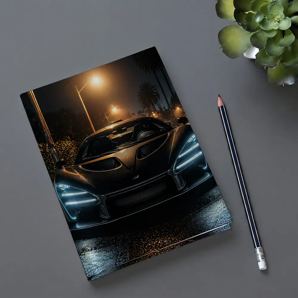 McLaren Senna Black Car Night Street – Notebooks