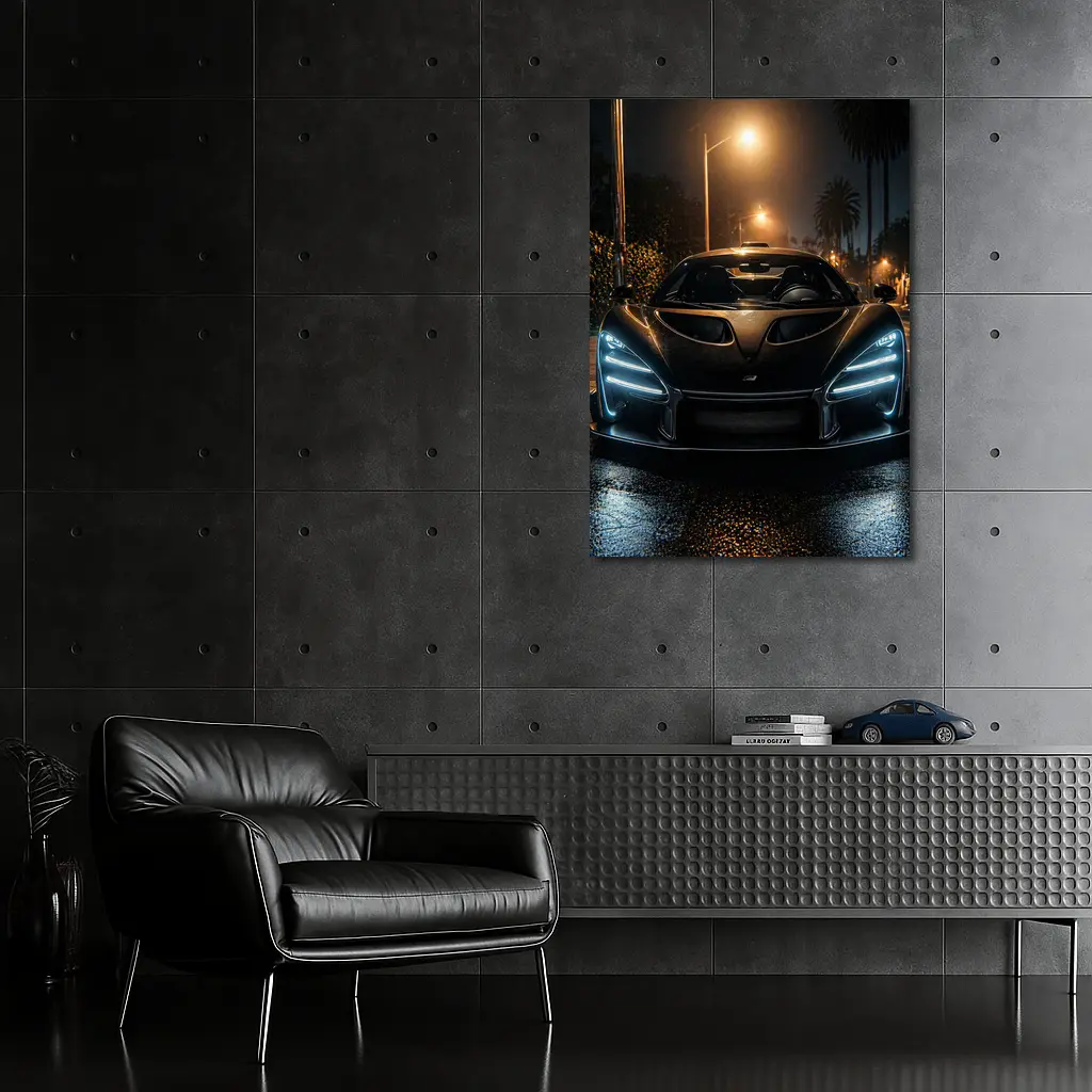 McLaren Senna Black Car Night Street – Wall Art