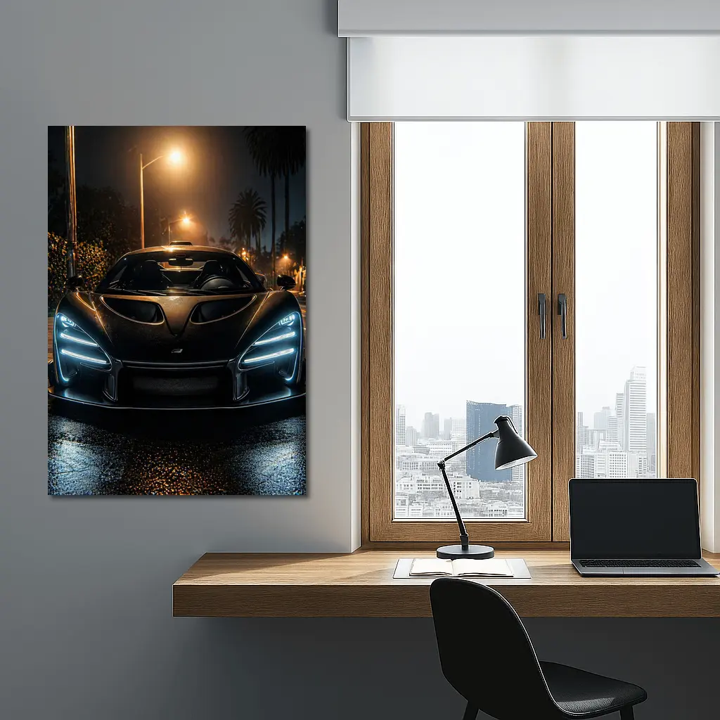 McLaren Senna Black Car Night Street – Wall Art