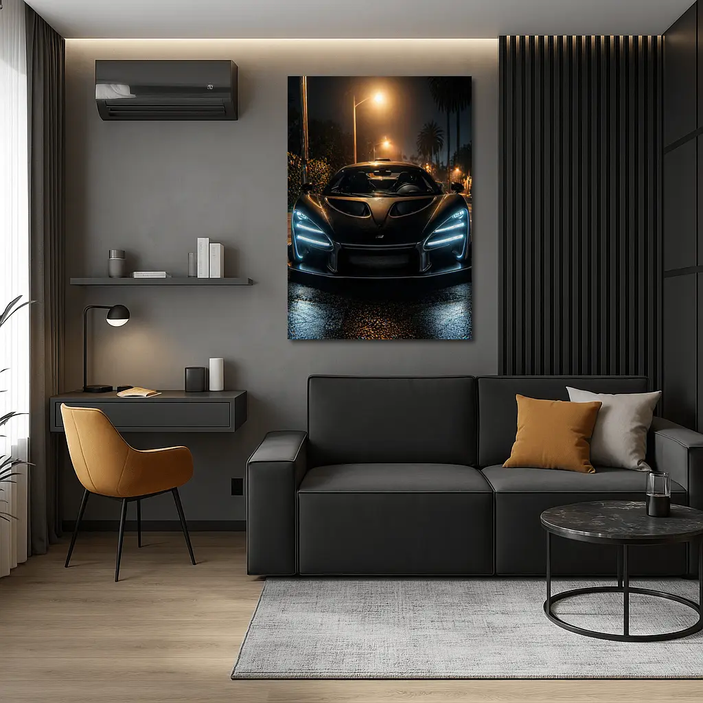 McLaren Senna Black Car Night Street – Wall Art