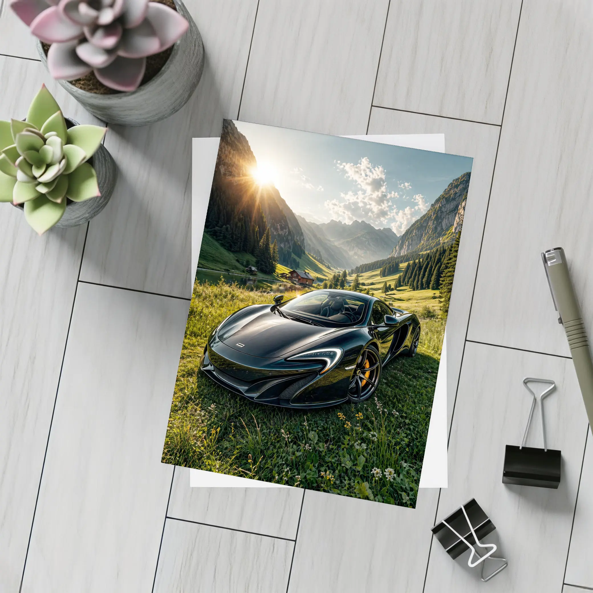 McLaren 570S Black Supercar Alpine Valley – Postcards