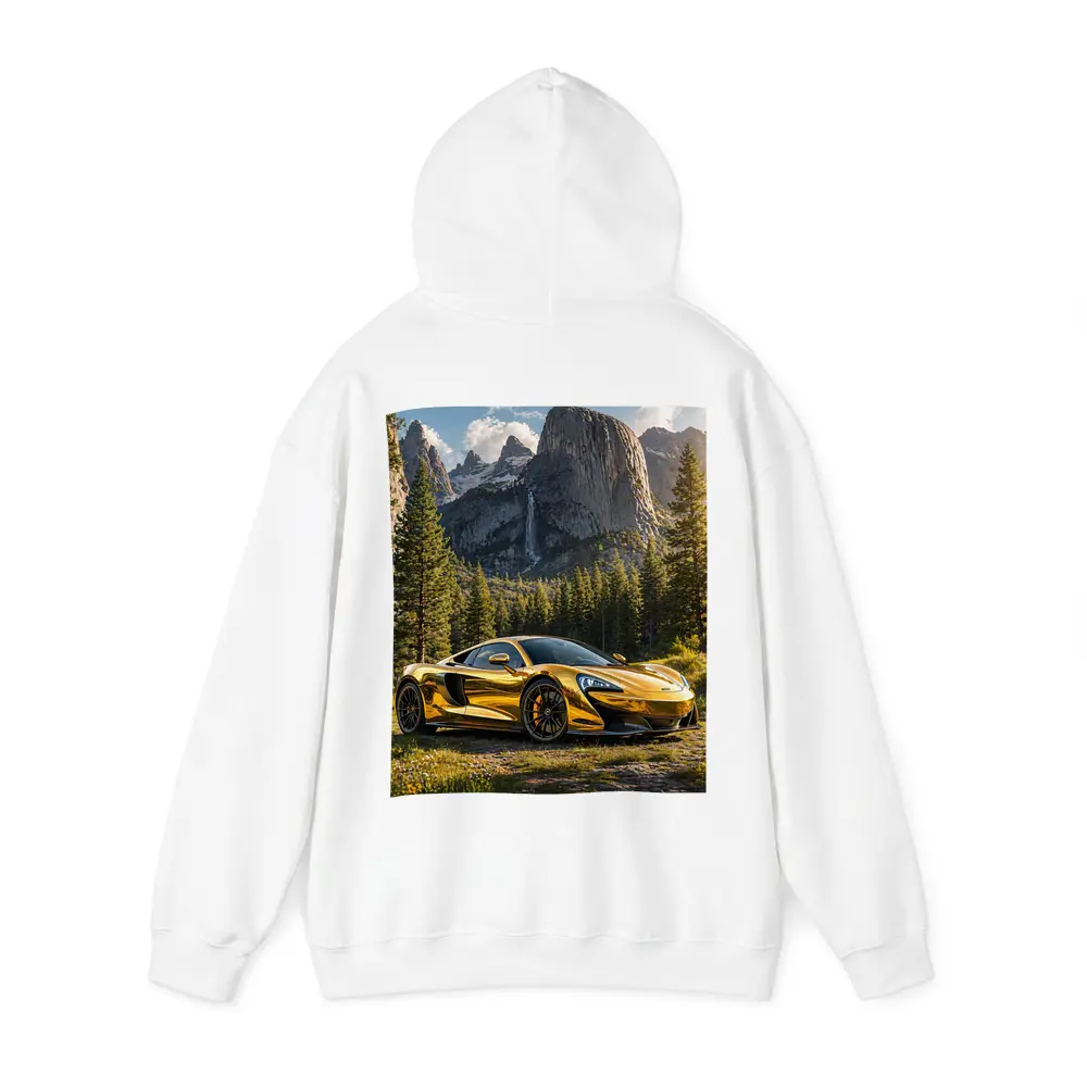 McLaren 570S Gold Chrome Mountain Forest Scene – Hoodies