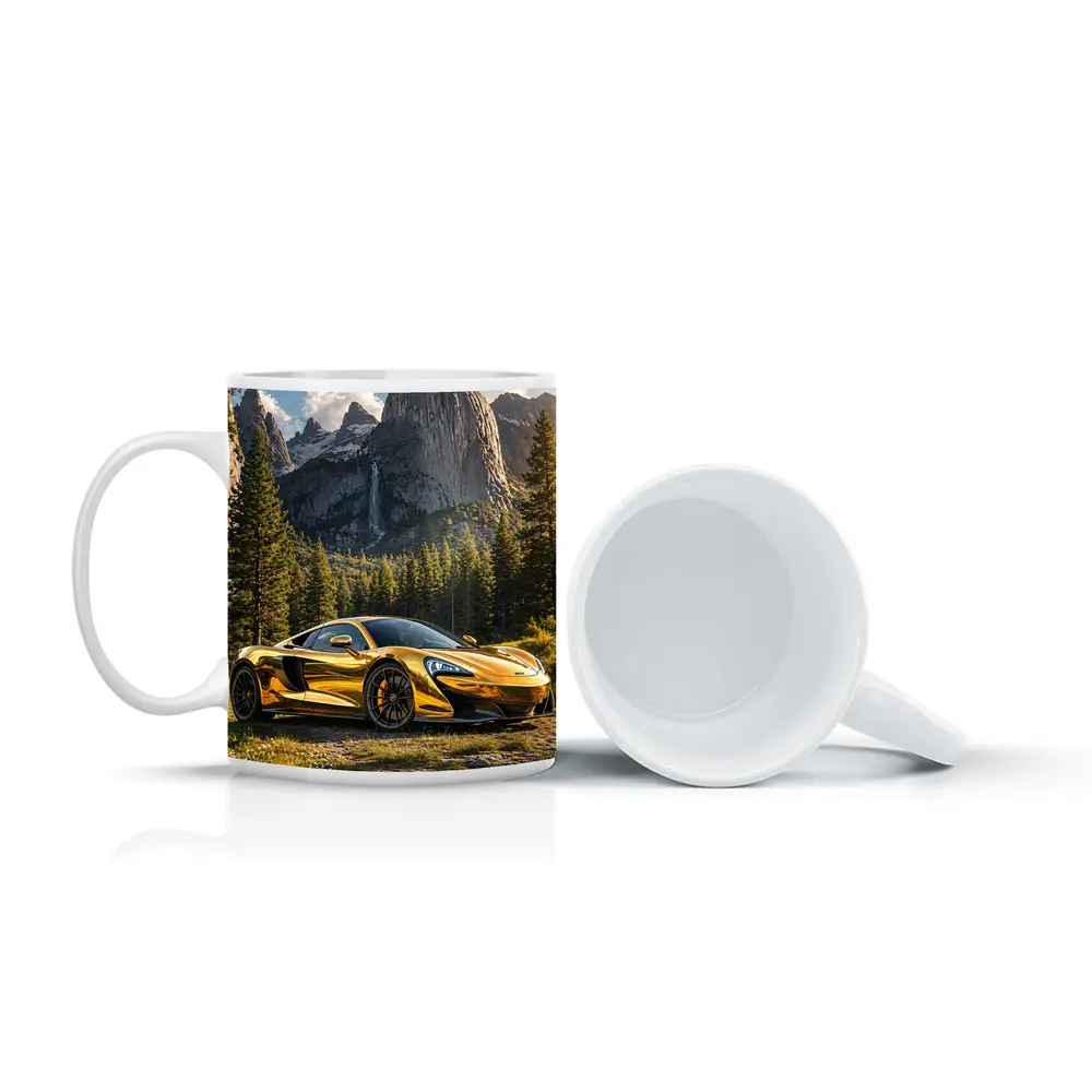 McLaren 570S Gold Chrome Mountain Forest Scene – Mugs