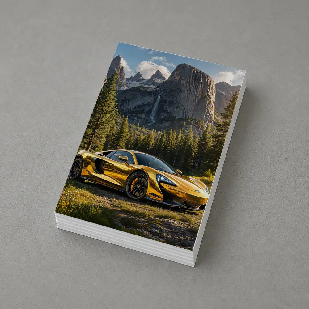 McLaren 570S Gold Chrome Mountain Forest Scene – Postcards