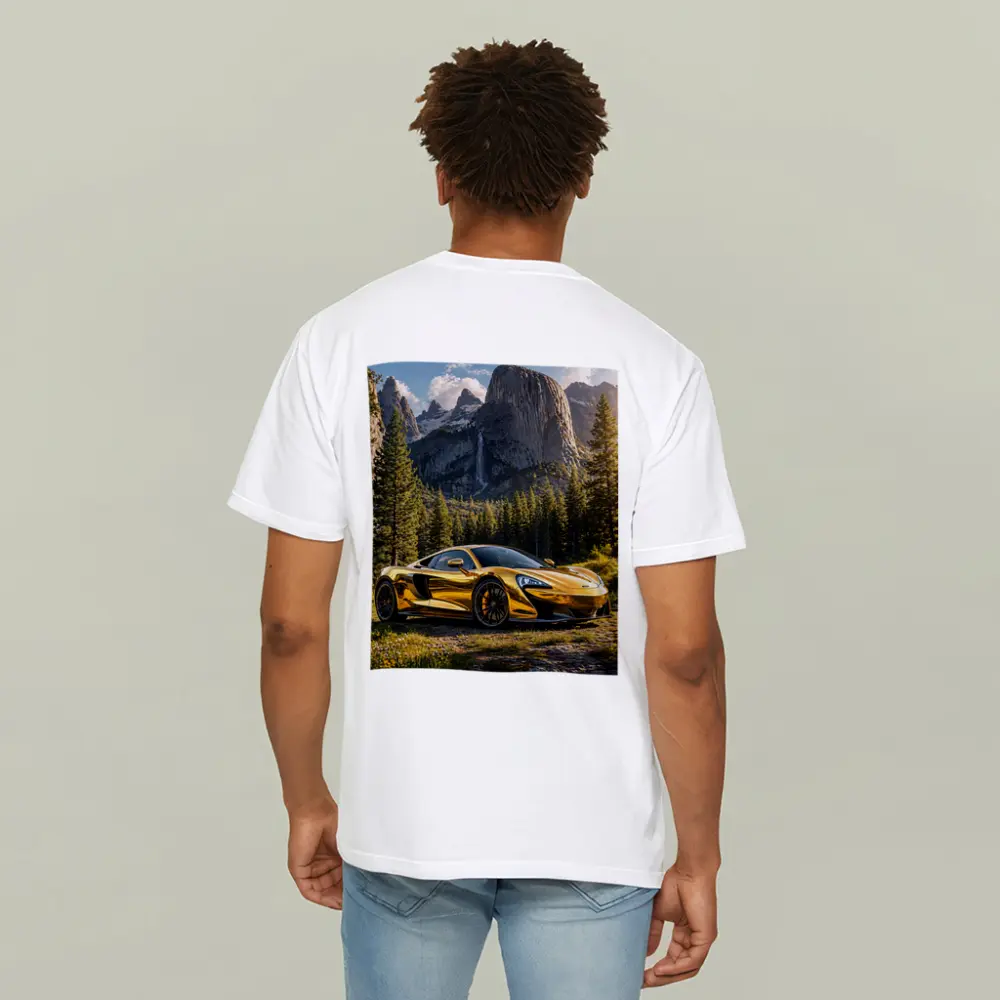 McLaren 570S Gold Chrome Mountain Forest Scene – T-Shirts
