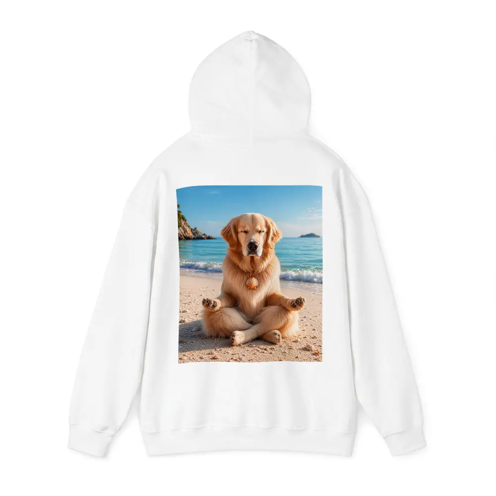 Golden Retriever Meditating on Sunny Beach – Hoodies