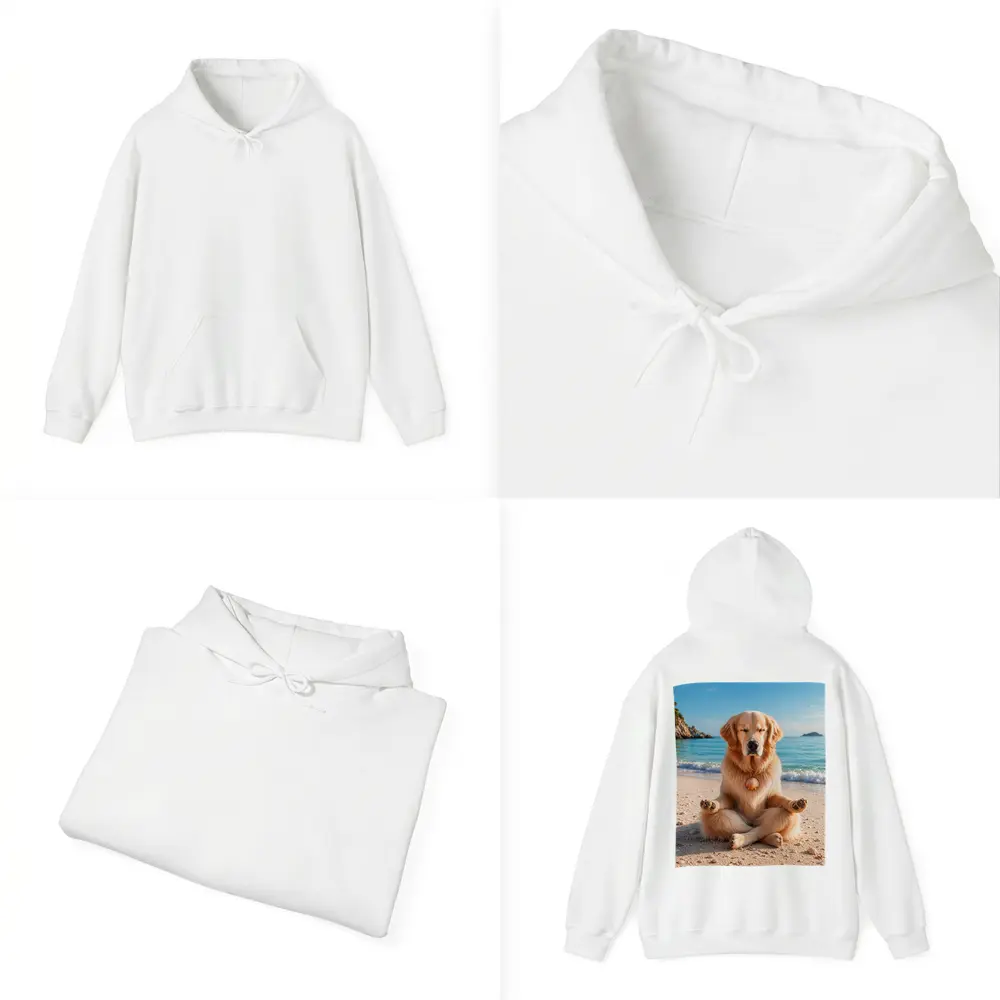 Golden Retriever Meditating on Sunny Beach – Hoodies
