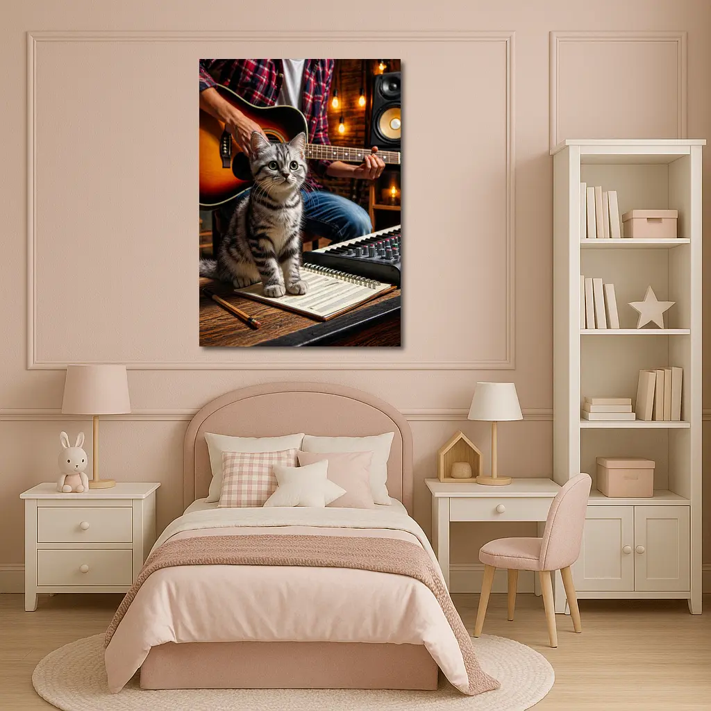 American Shorthair Kitten Music Studio Scene – Wall Art
