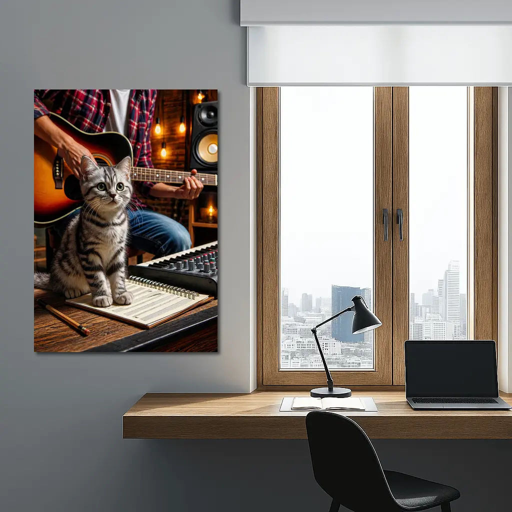 American Shorthair Kitten Music Studio Scene – Wall Art