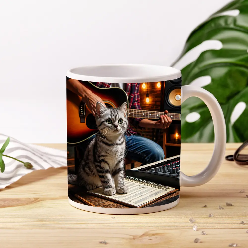 American Shorthair Kitten Music Studio Scene – Mugs