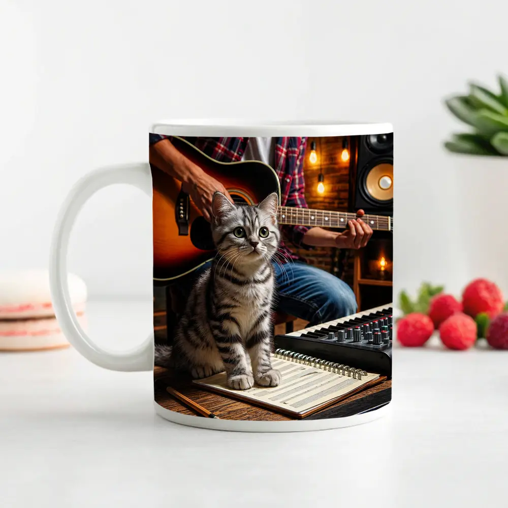 American Shorthair Kitten Music Studio Scene – Mugs