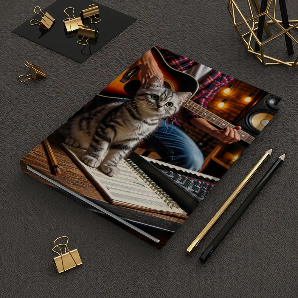 American Shorthair Kitten Music Studio Scene – Notebooks
