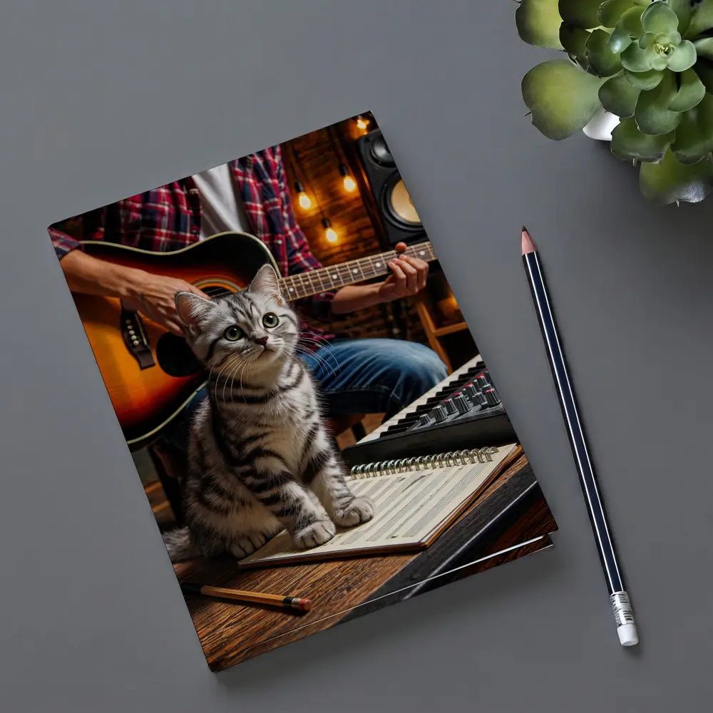 American Shorthair Kitten Music Studio Scene – Notebooks