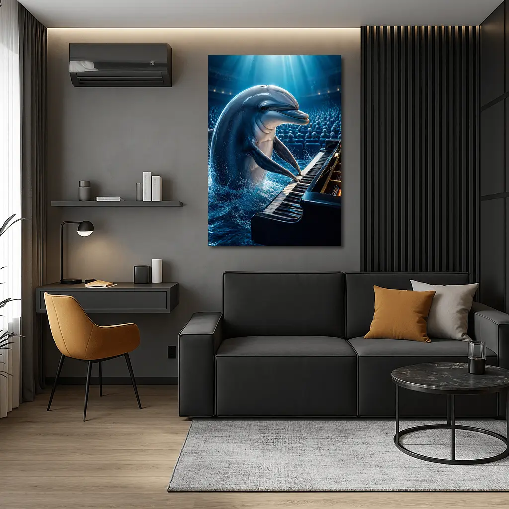 Dolphin Playing Piano At Concert Hall – Wall Art