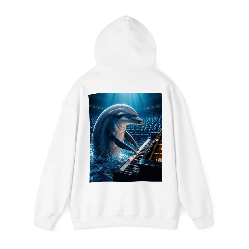 Dolphin Playing Piano At Concert Hall – Hoodies