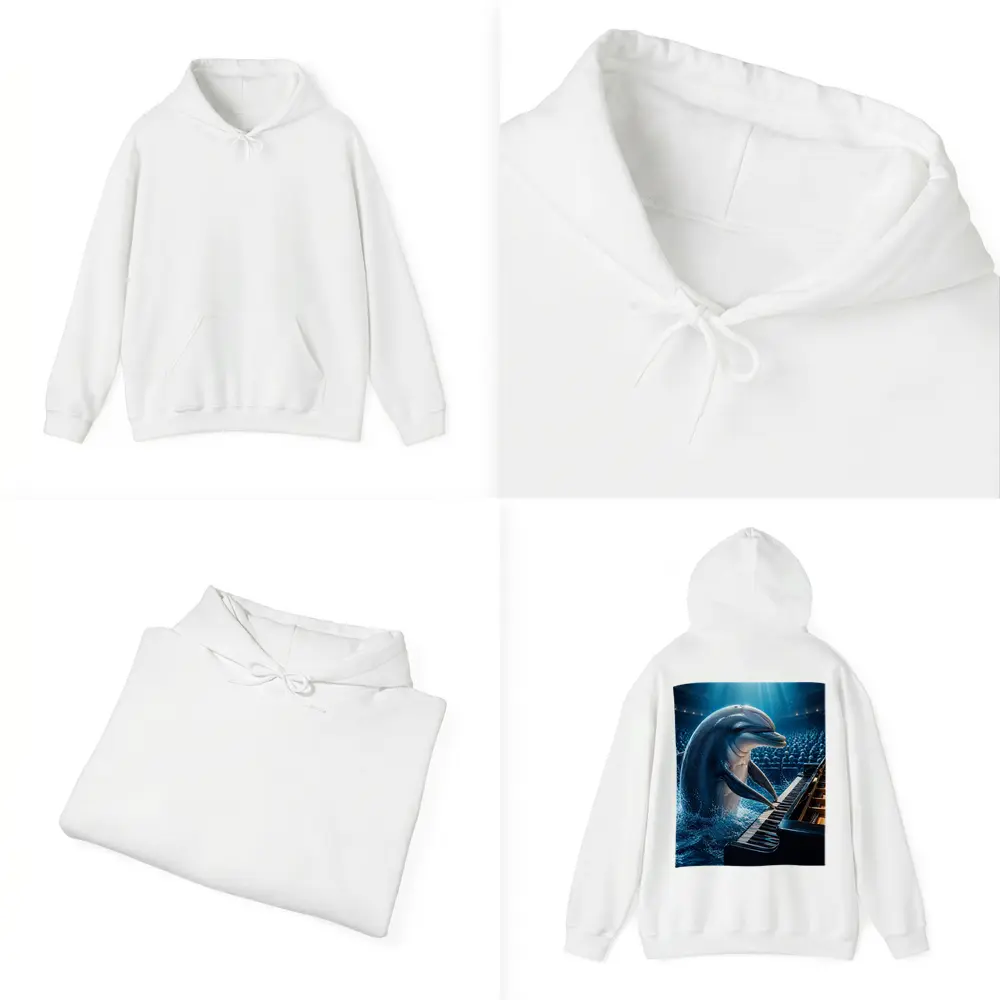 Dolphin Playing Piano At Concert Hall – Hoodies