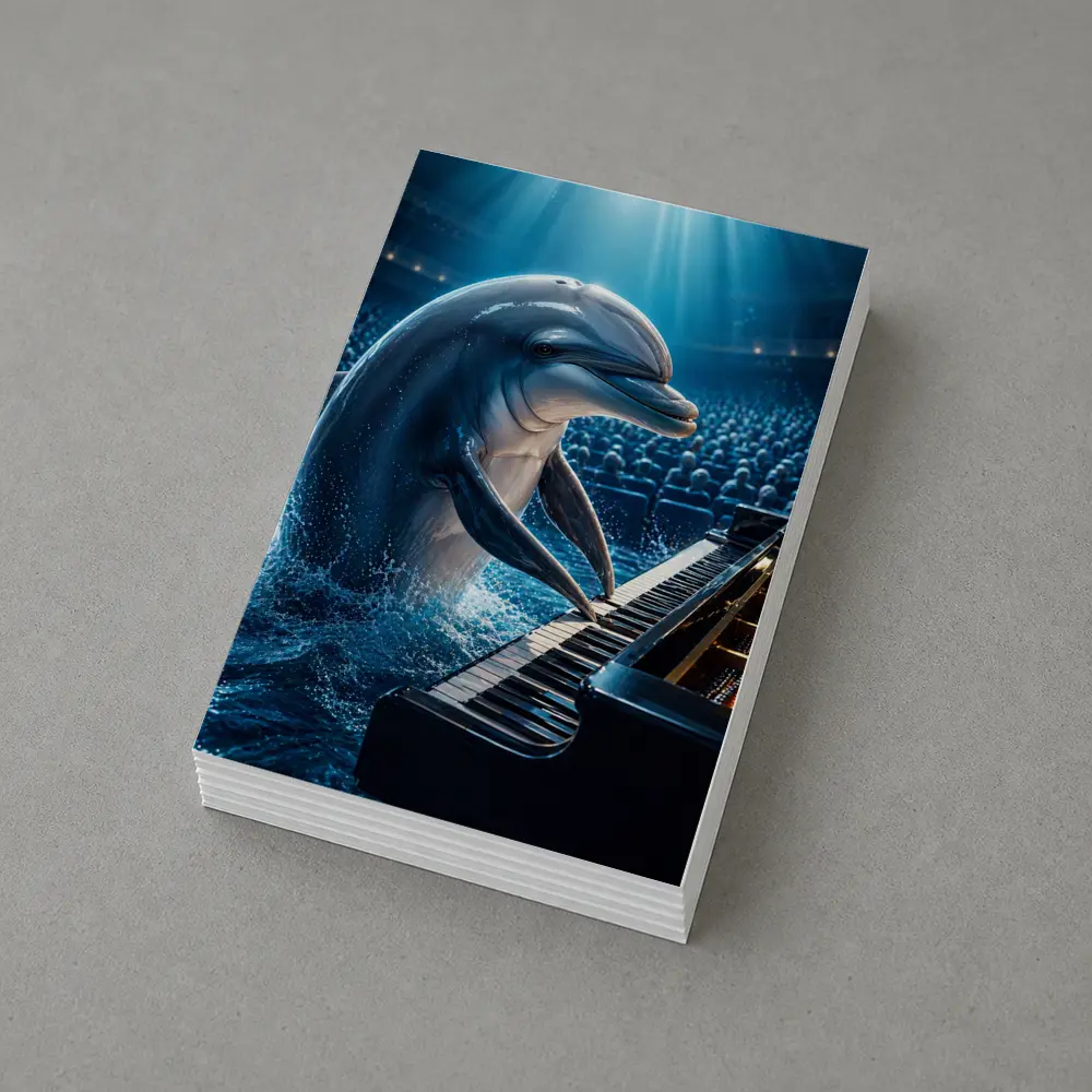 Dolphin Playing Piano At Concert Hall – Postcards