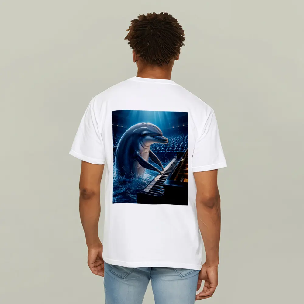 Dolphin Playing Piano At Concert Hall – T-Shirts