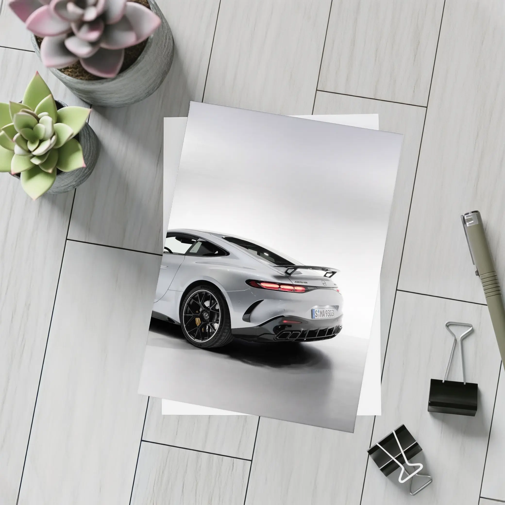 Mercedes AMG GT Silver Studio Shot – Postcards