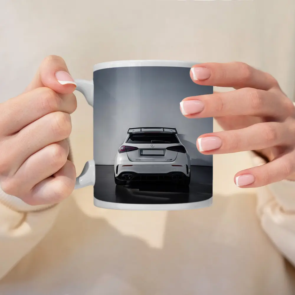 Mercedes AMG A45 S White Studio Rear – Mugs