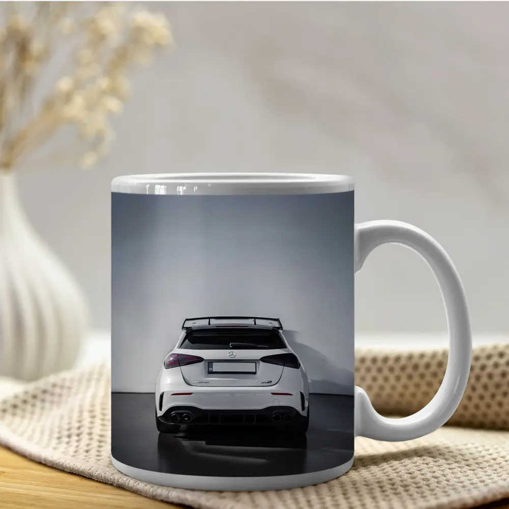 Mercedes AMG A45 S White Studio Rear – Mugs