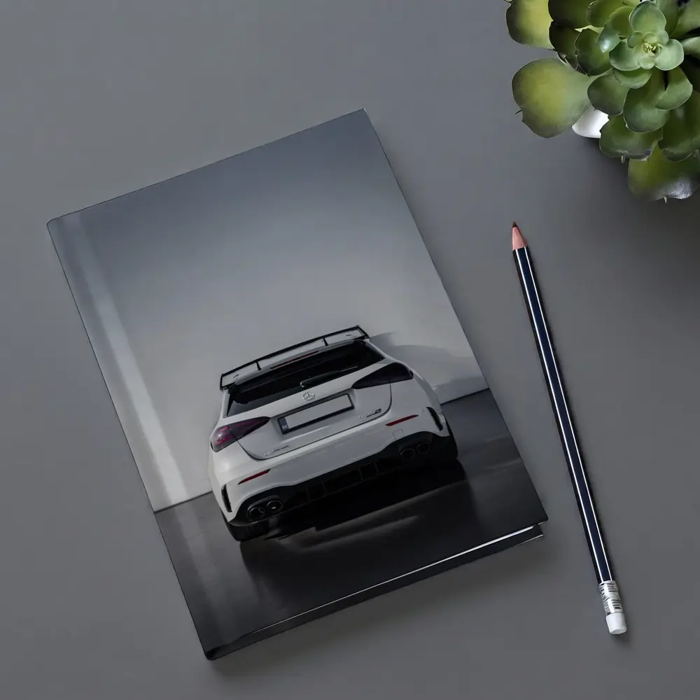 Mercedes AMG A45 S White Studio Rear – Notebooks