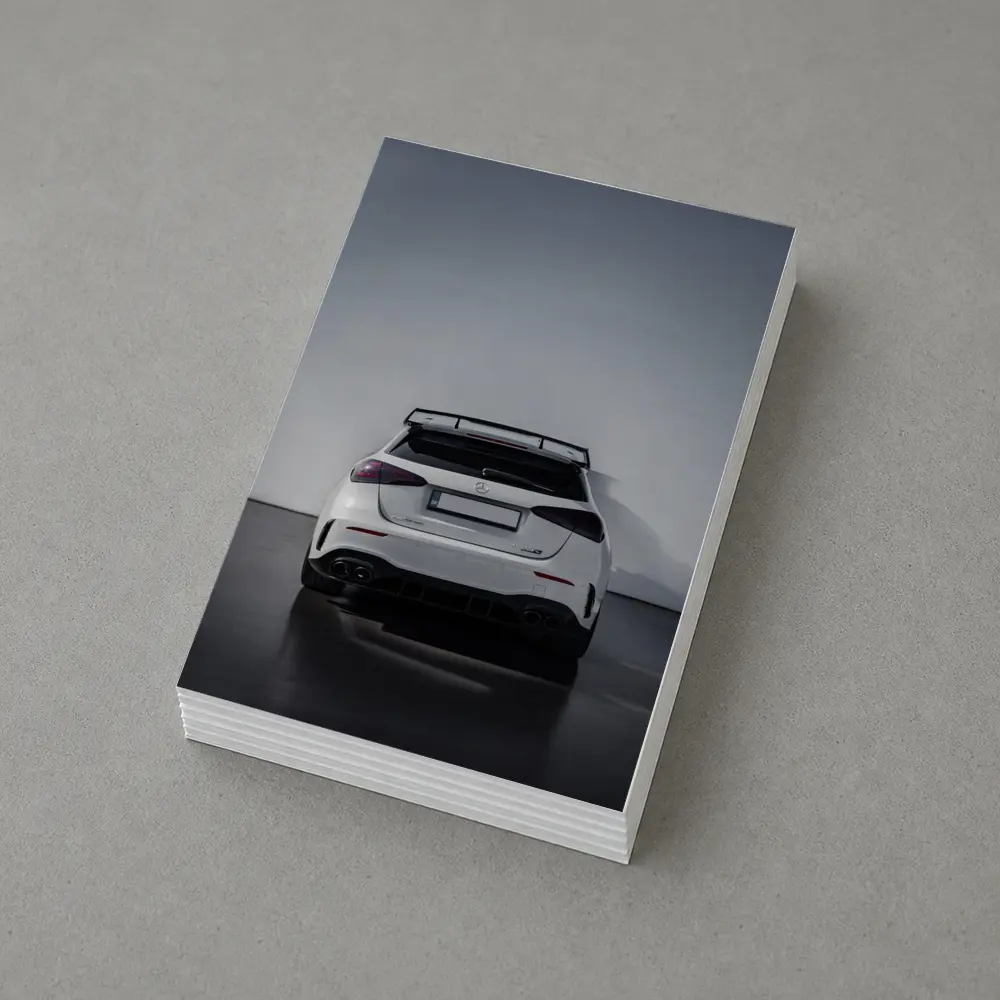 Mercedes AMG A45 S White Studio Rear – Postcards