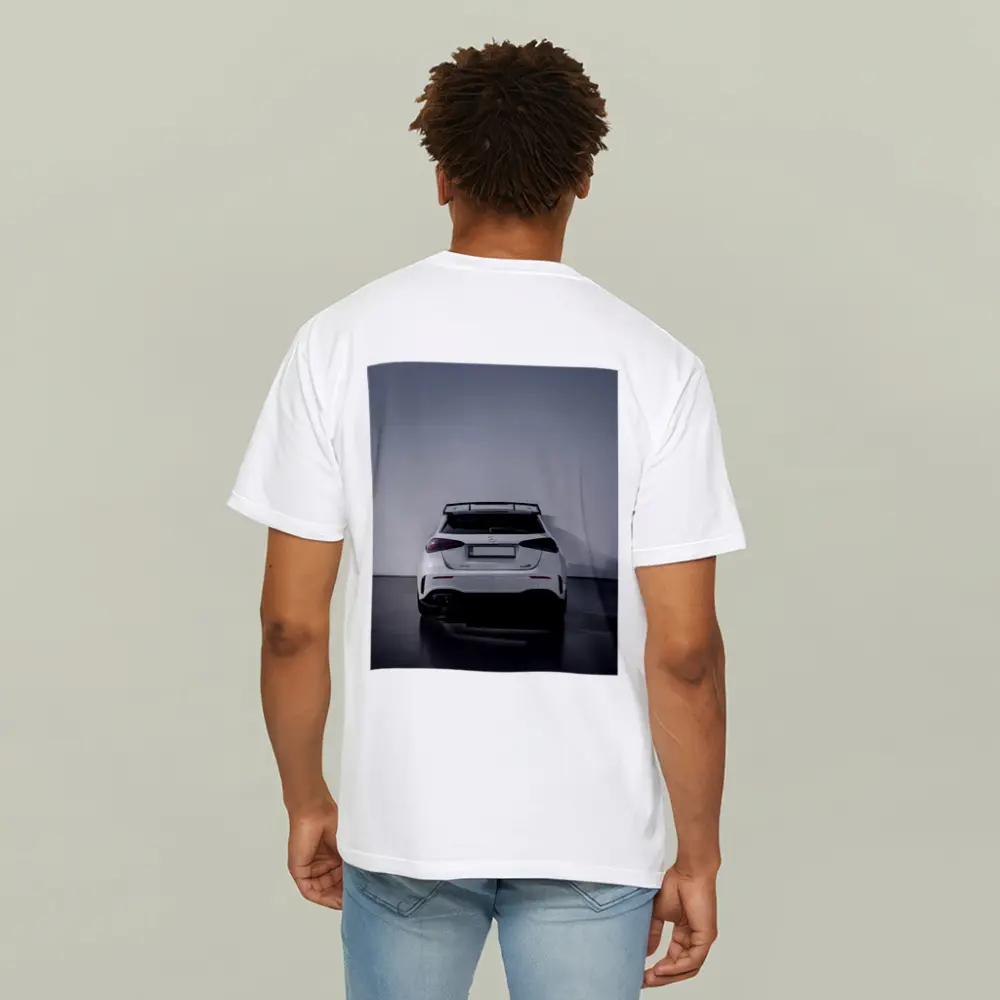 Mercedes AMG A45 S White Studio Rear – T-Shirts
