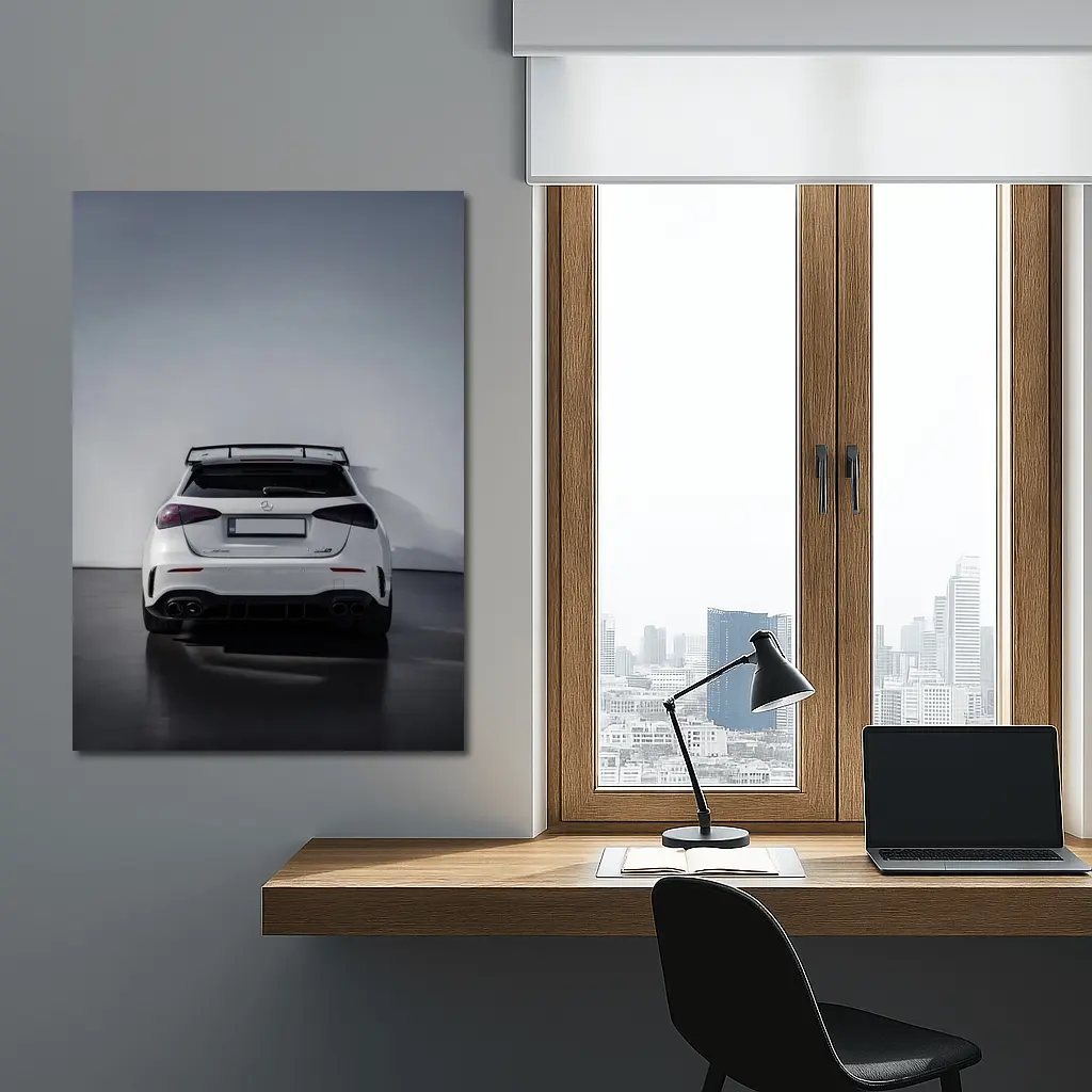Mercedes AMG A45 S White Studio Rear – Wall Art