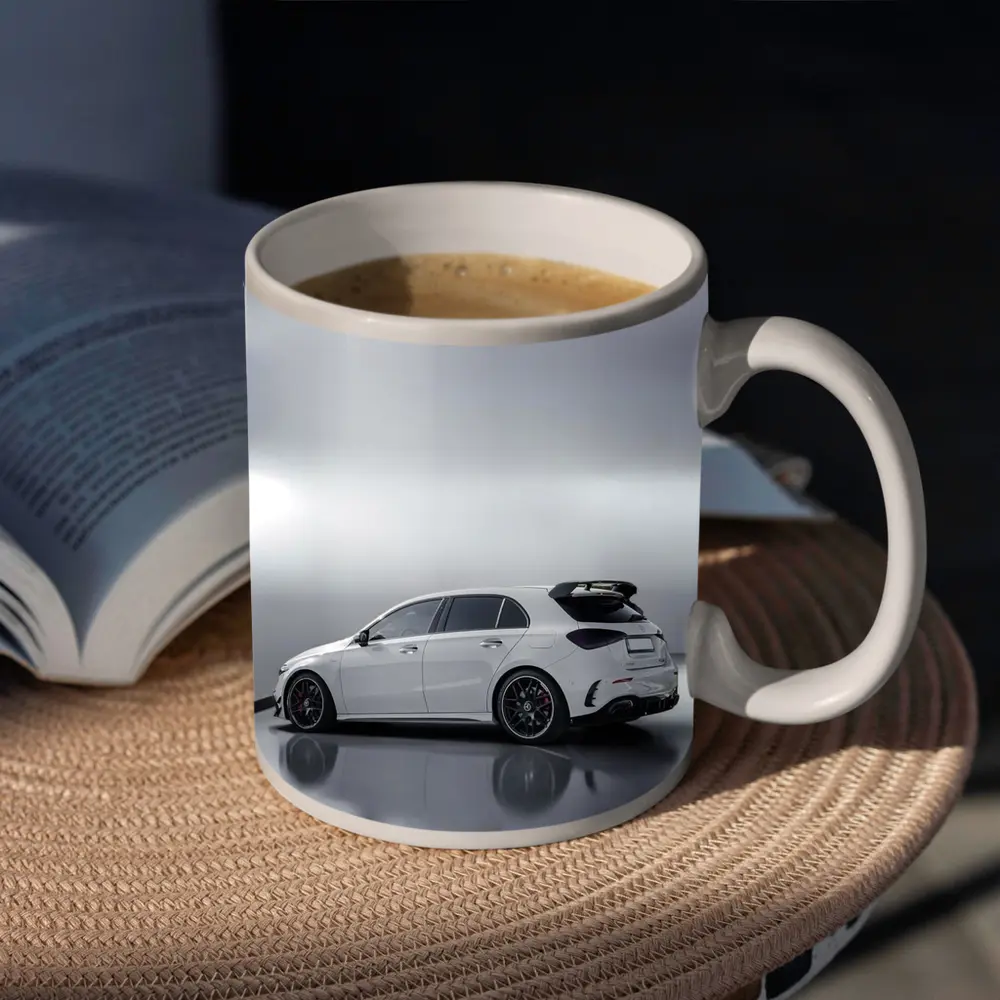 Mercedes AMG A45 White Studio Shot – Mugs