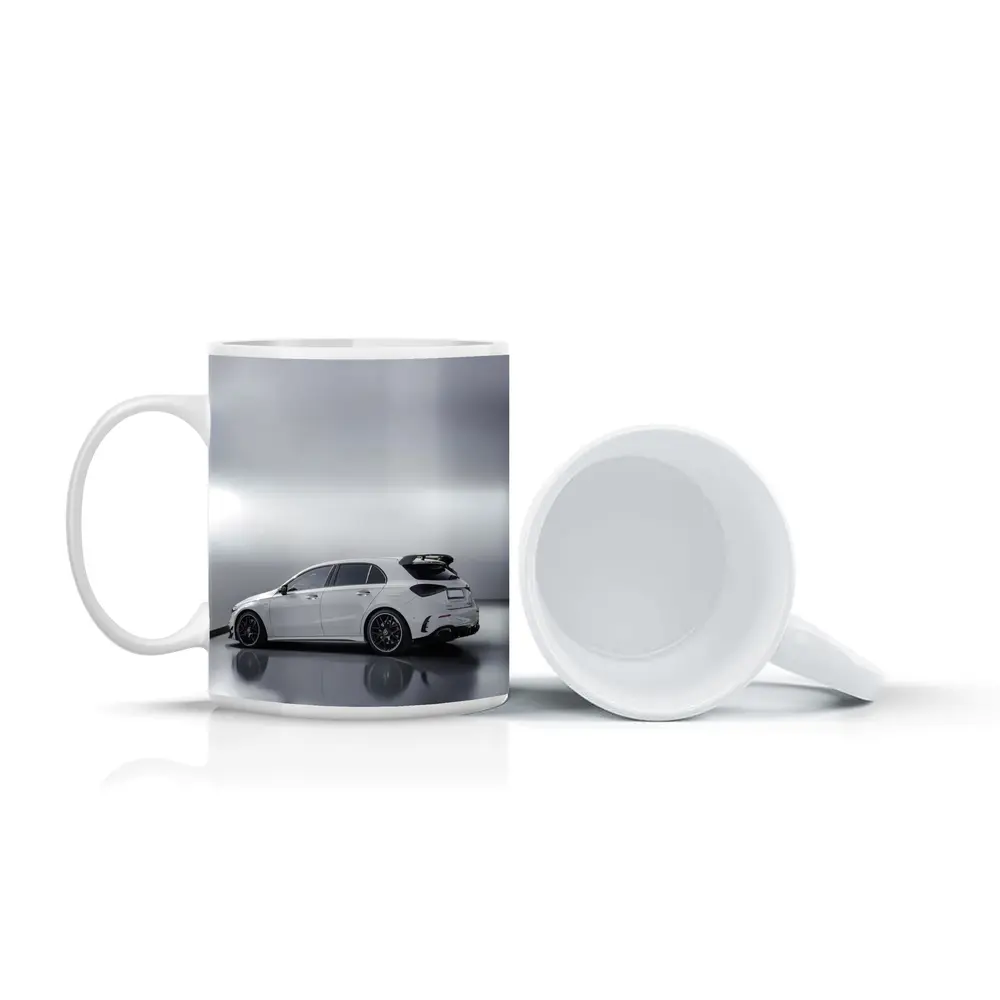 Mercedes AMG A45 White Studio Shot – Mugs