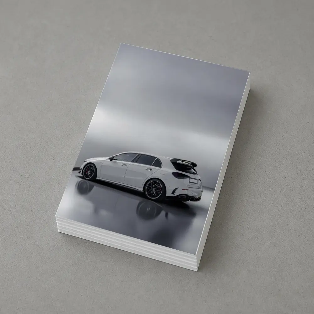 Mercedes AMG A45 White Studio Shot – Postcards