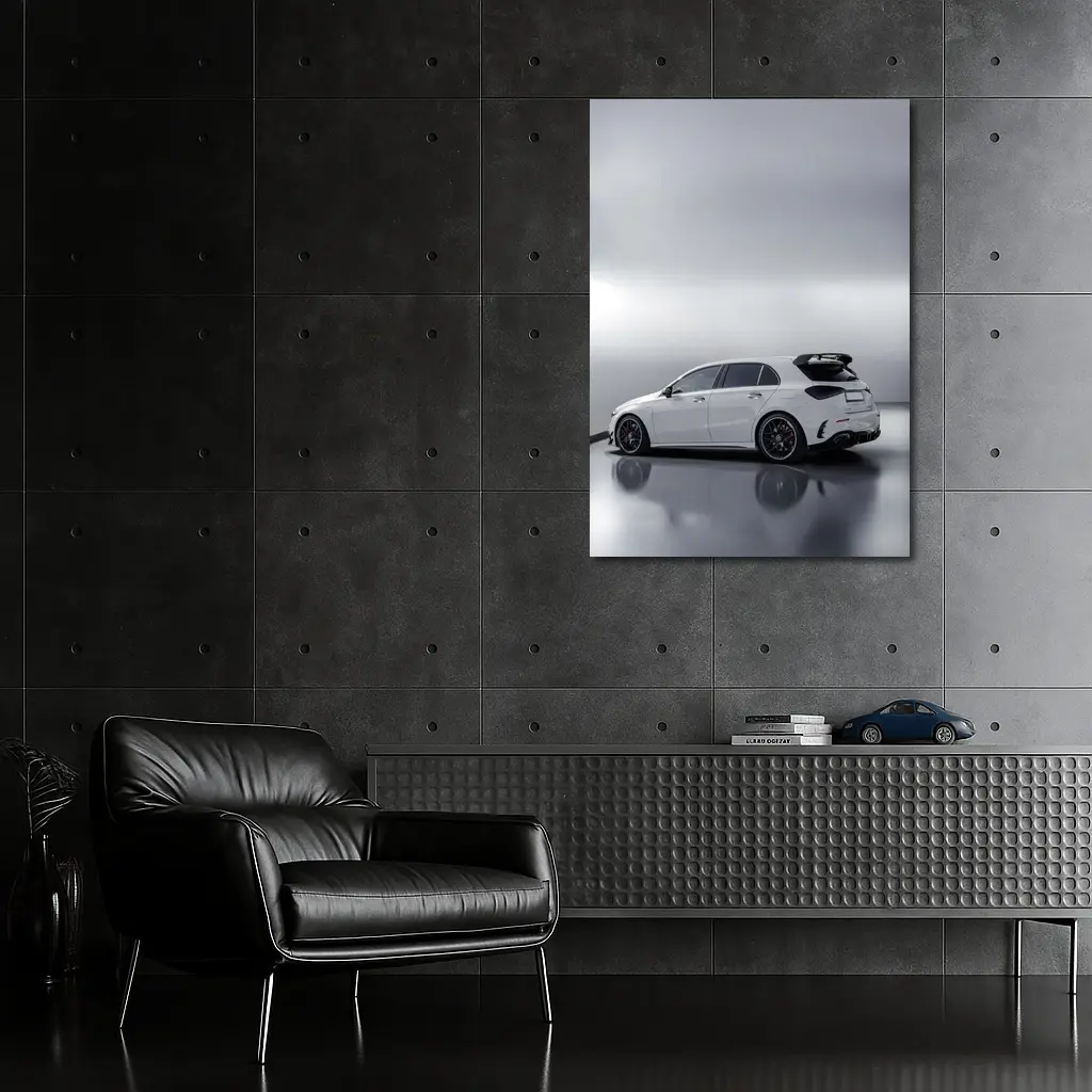 Mercedes AMG A45 White Studio Shot – Wall Art