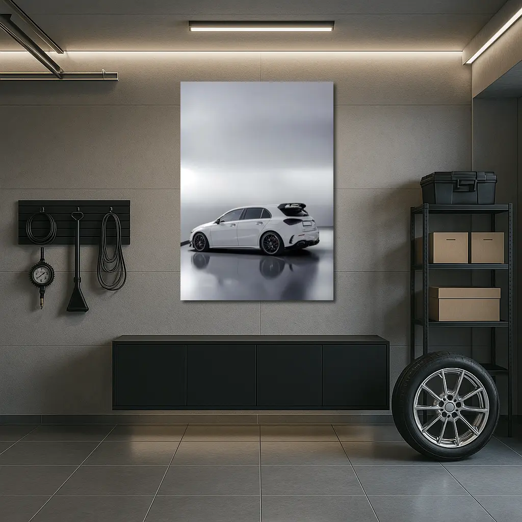 Mercedes AMG A45 White Studio Shot – Wall Art