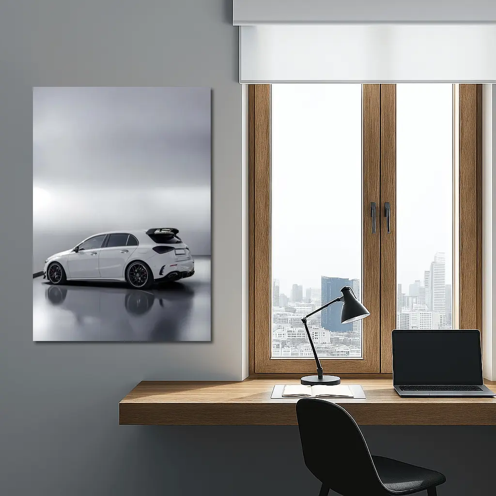 Mercedes AMG A45 White Studio Shot – Wall Art