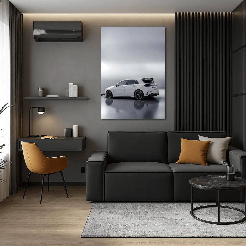 Mercedes AMG A45 White Studio Shot – Wall Art