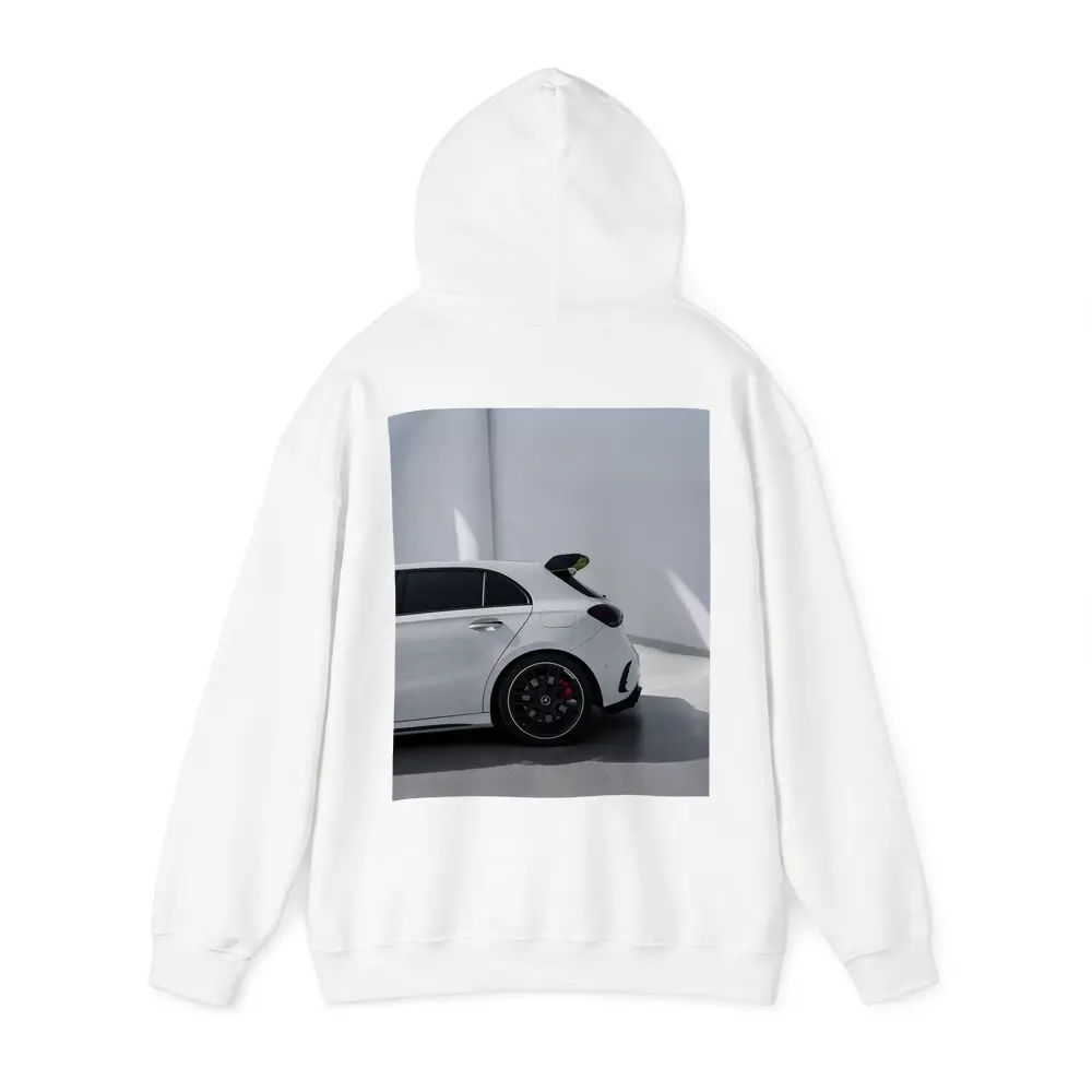 Mercedes AMG A45 White Studio Rear View – Hoodies