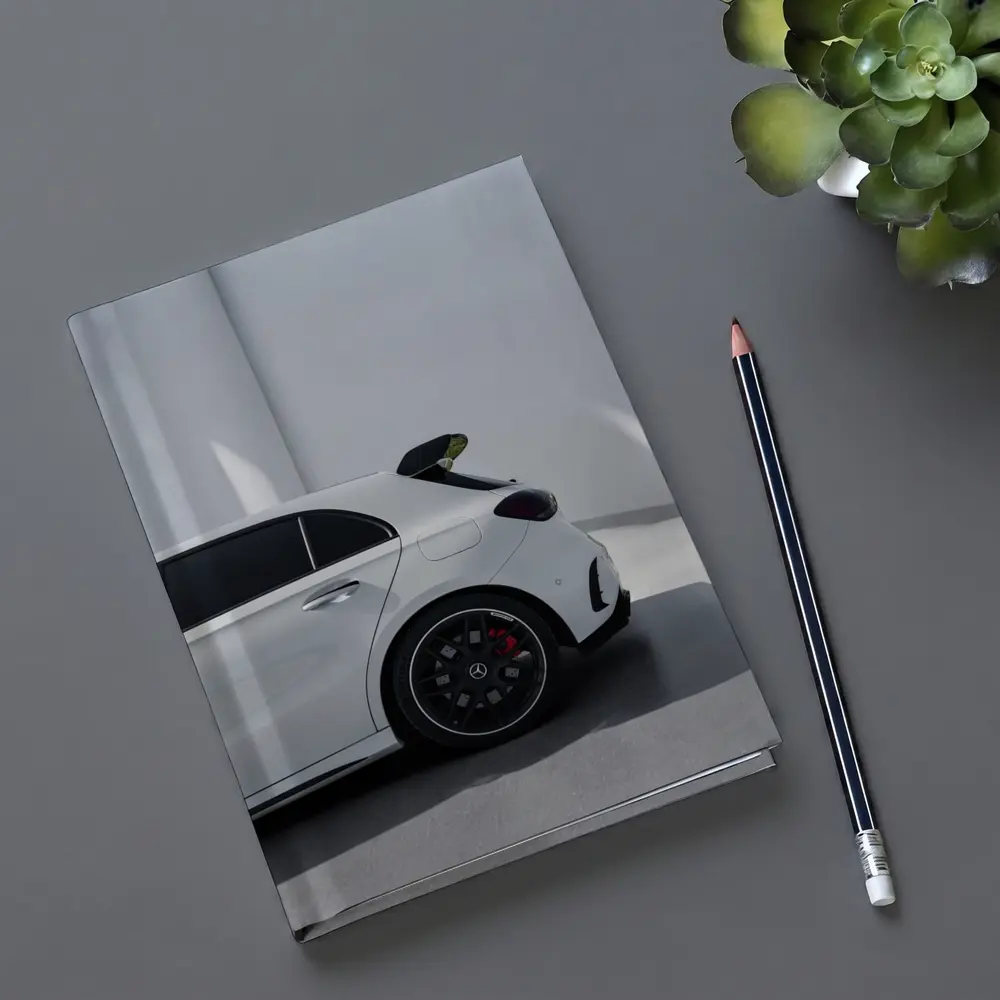 Mercedes AMG A45 White Studio Rear View – Notebooks