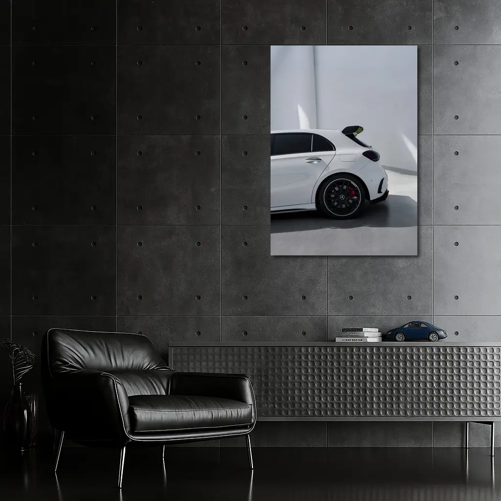 Mercedes AMG A45 White Studio Rear View – Wall Art