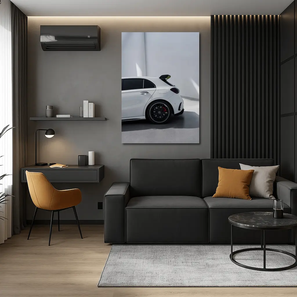 Mercedes AMG A45 White Studio Rear View – Wall Art