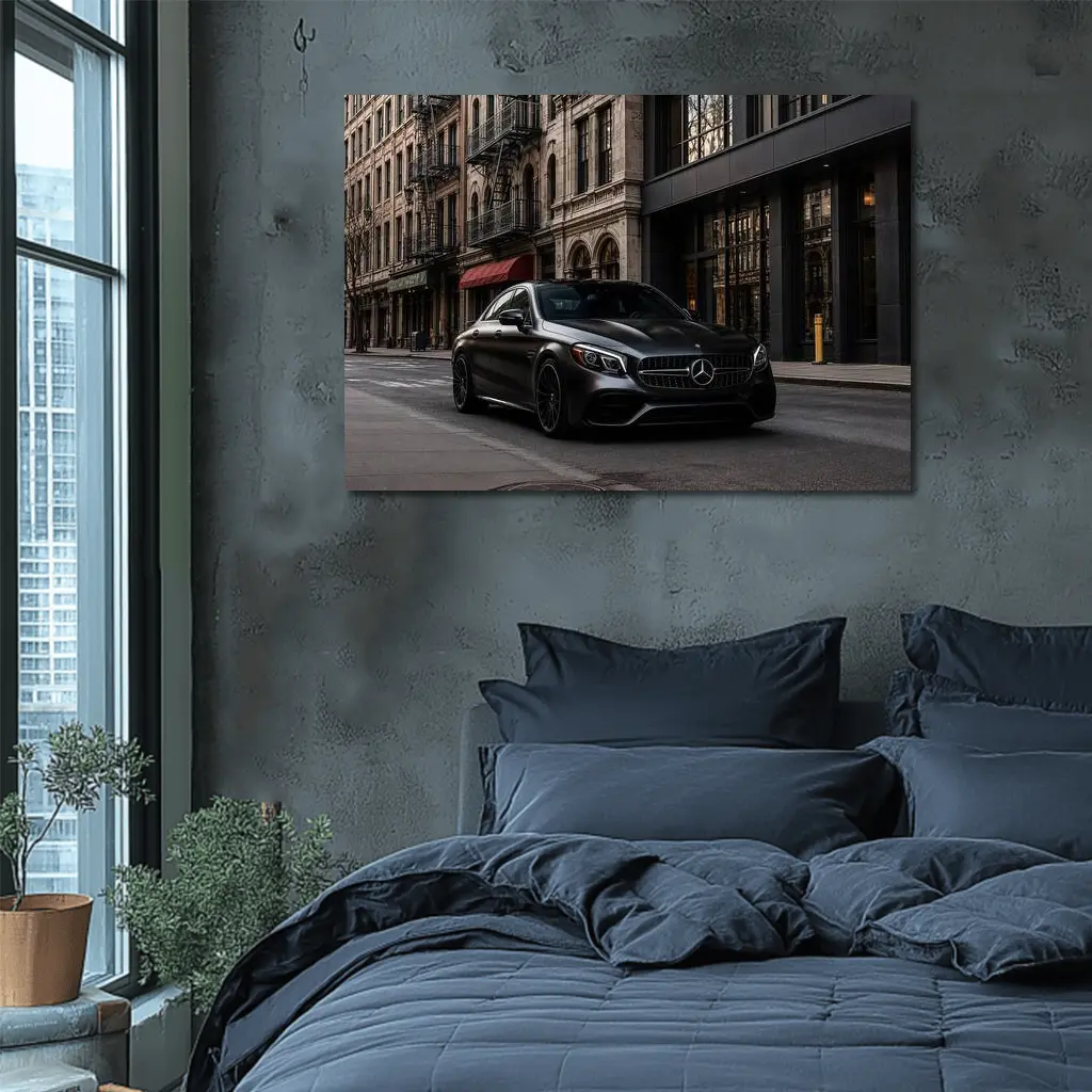 Mercedes-AMG C63 Matte Black City Street – Wall Art