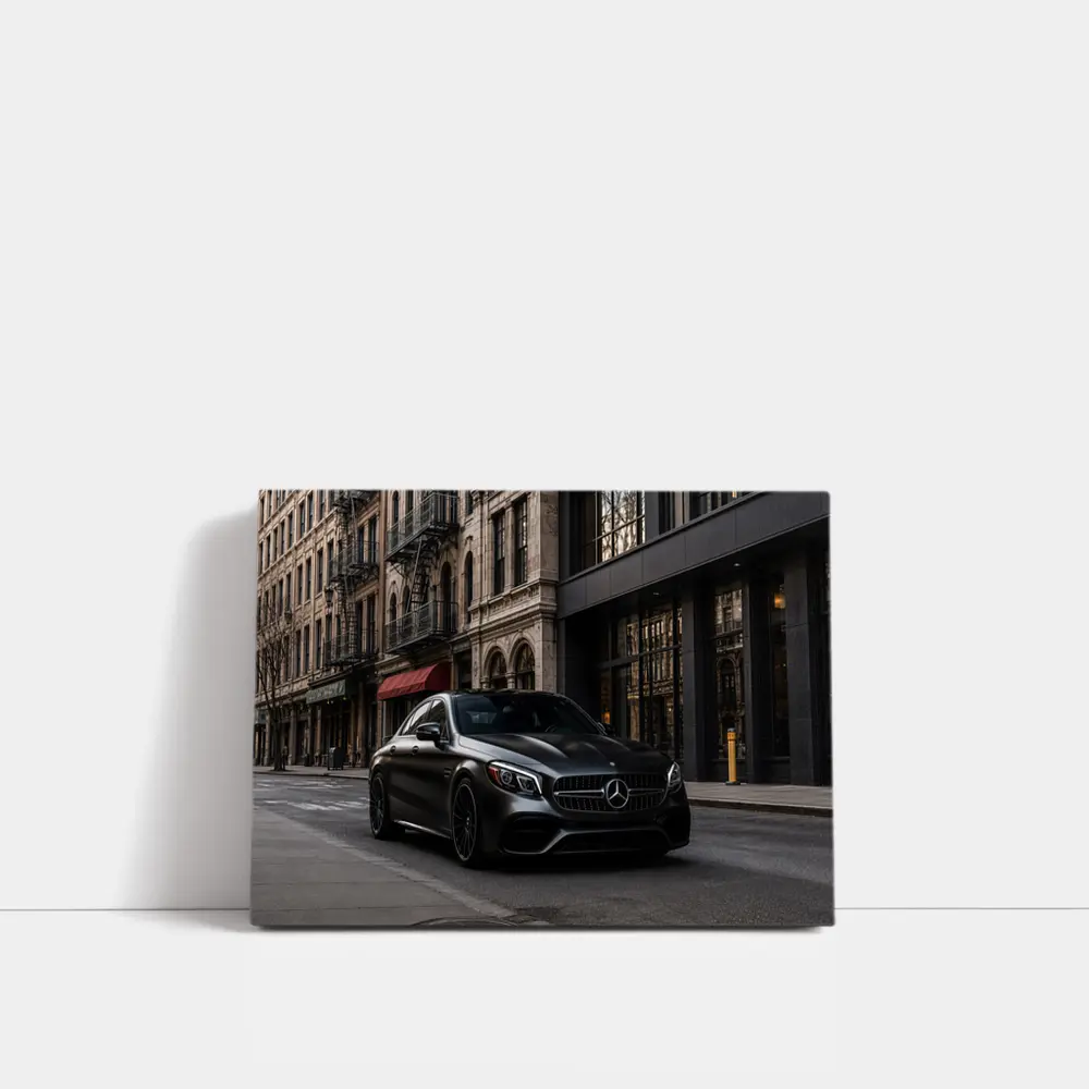 Mercedes-AMG C63 Matte Black City Street – Wall Art