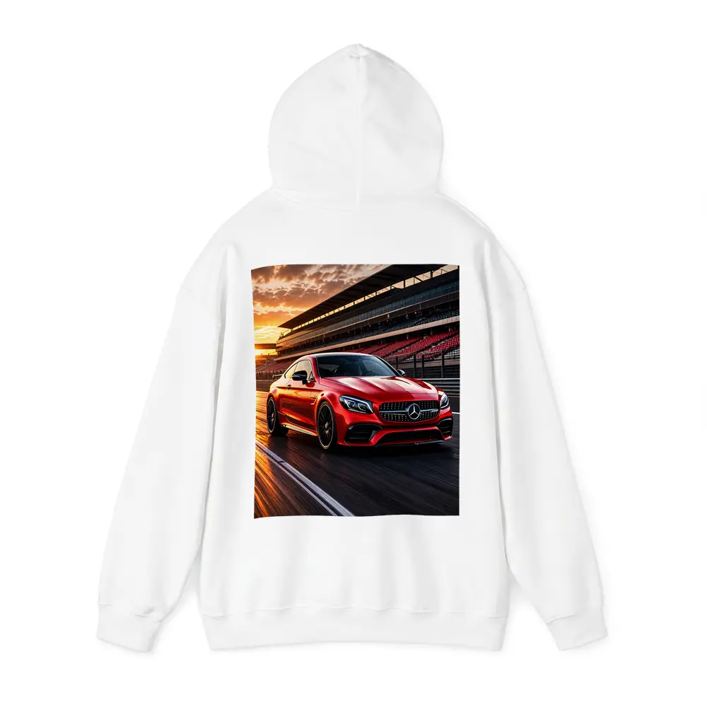 Mercedes AMG C63 Red Racing Track Sunset – Hoodies